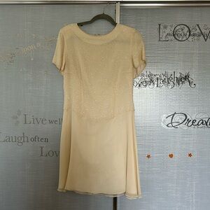 Bieff basic cream 💯 silk beaded dress